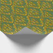 金ゴールドダマスク付き緑 ラッピングペーパー (角)