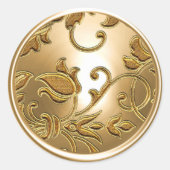 金ゴールドダマスク封筒用シール ラウンドシール (正面)