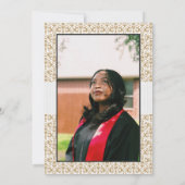 金ゴールドダマスク模様写真卒業招待状 招待状 (裏面)