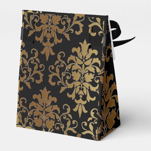 金ゴールドダマスク結婚ブラックスクリプエレガントト フェイバーボックス (裏面サイド)