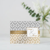 金ゴールドダマスク結婚式ありがとう ポストカード (スタンド正面)