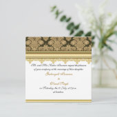 金ゴールドダマスク織ヒンドゥー結婚ズの 招待状 (スタンド正面)