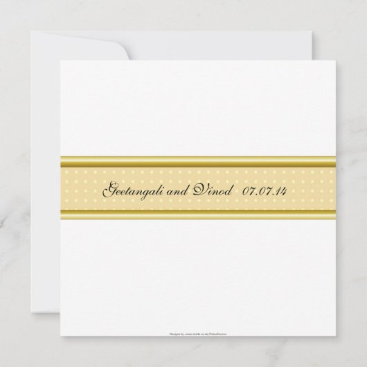 金ゴールドダマスク織ヒンドゥー結婚ズの 招待状 (裏面)