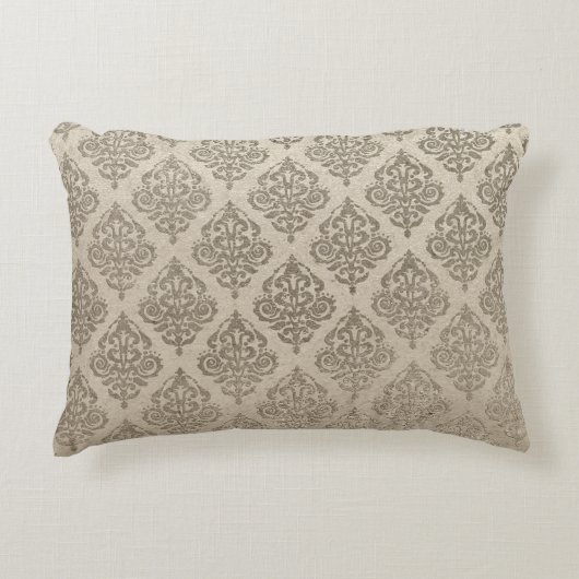 金ゴールドダマスク長方形枕 アクセントクッション (正面)
