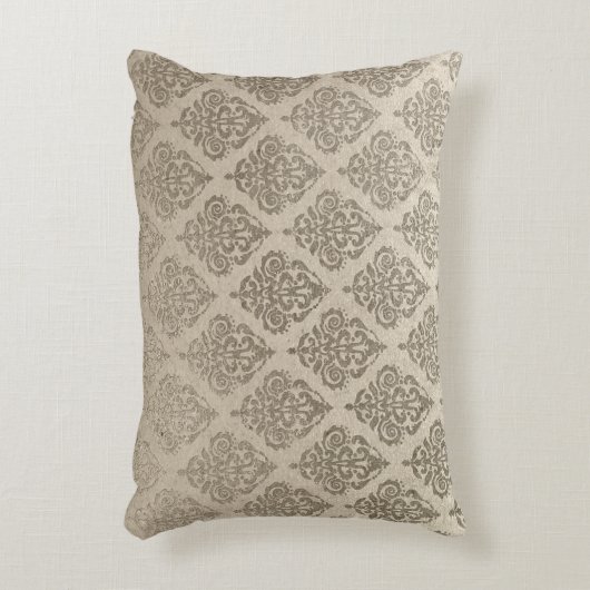 金ゴールドダマスク長方形枕 アクセントクッション (正面(垂直))