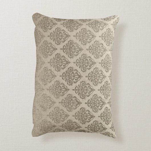 金ゴールドダマスク長方形枕 アクセントクッション (裏面(縦))