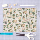 金ゴールドダマスク、クリスマス・グリーティング&ヴィンテージ・ホリー 薄葉紙 (クラフト)