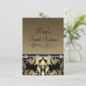 金ゴールドダマスク&ダイヤモンドイメージスウィート16招待状 招待状 (スタンド正面)