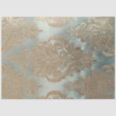 金ゴールドダマスク、テクスチャ効果、ミントセージ緑 薄葉紙 (正面)