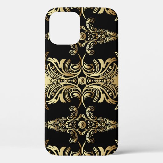 金ゴールドダマスク、フローラアラベスク模様。 Case-Mate iPhoneケース (裏面)