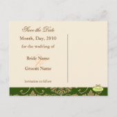 金ゴールドダマスク、日付の保存フォトポストカード、 案内ポストカード (裏面)