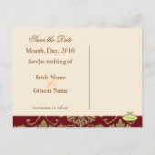 金ゴールドダマスク、日付の保存フォトポストカード、 案内ポストカード (裏面)