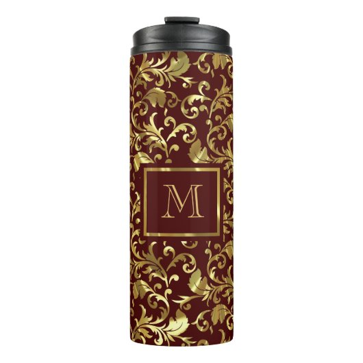 金ゴールドダマスク（茶色） タンブラー (正面)
