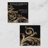 金ゴールドダマスバロックの渦巻き スクエア名刺 (正面/裏面)