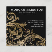 金ゴールドダマスバロックの渦巻き スクエア名刺 (正面)