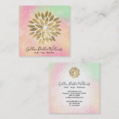 *~*金ゴールドダリアパステルピーチイエローグリーンAP2 スクエア名刺 (正面/裏面)