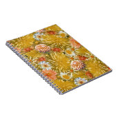 金ゴールドダリア花、ヴィンテージフローラデザイン。 ノートブック (右側)