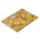 金ゴールドダリア花、ヴィンテージフローラデザイン。 ノートブック (左側)