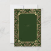金ゴールドダークグリーンアールデコソングリクエス結婚ト 出欠カード (裏面)