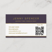 金ゴールドダークパープルミニマルQRコードプロフェッショナル 名刺 (裏面)