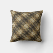 金ゴールドダークブラウン抽象芸術対角線ストライプパターン クッション (裏面)
