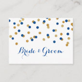 金ゴールドダークブルー紙吹雪テーブル場所設定カード プレイスカード (裏面)