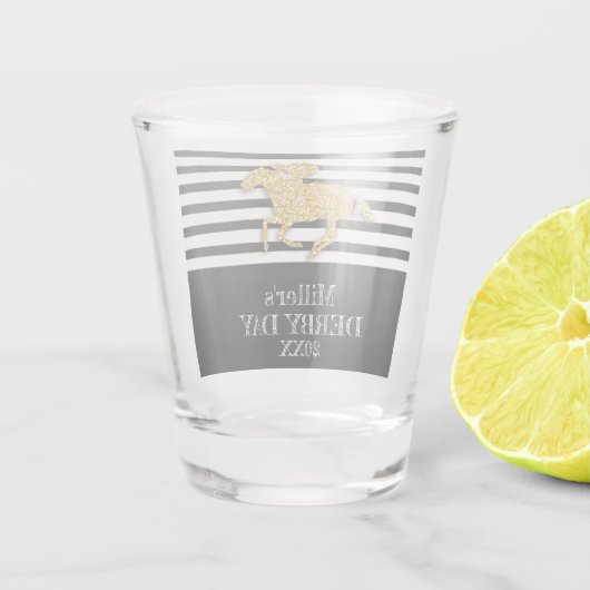 金ゴールドダービーデイレースホース白黒ストライプ ショットグラス (裏面)