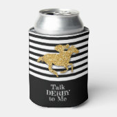 金ゴールドダービーレースホース白黒ストライプ 缶クーラー (缶正面)