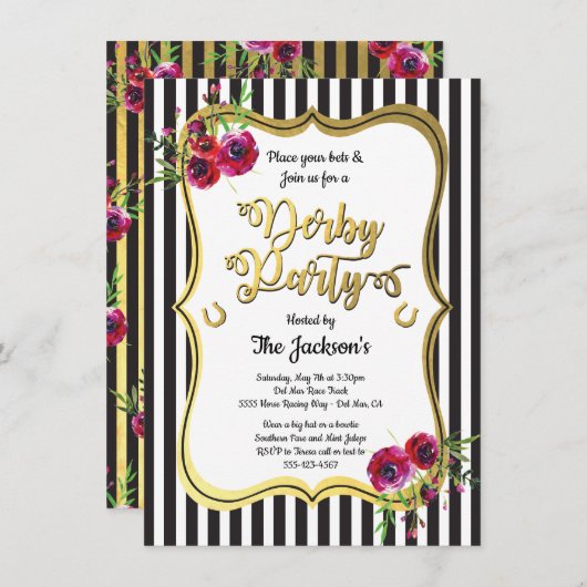 金ゴールドダービー競馬パーティの招待状 招待状 (正面/裏面)