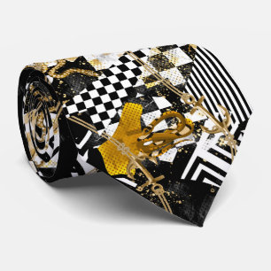 金ゴールドチェーンのチェスとヘビのラグジュアリーネクタイ ネクタイ