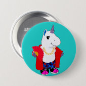 金ゴールドチェーンシェードファンユニコーン 缶バッジ (正面&裏面)