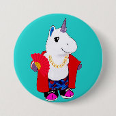 金ゴールドチェーンシェードファンユニコーン 缶バッジ (正面)