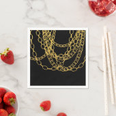 金ゴールドチェーンブラックヒップホップダンスバースデーパーティー スタンダードカクテルナプキン (インサイチュ)