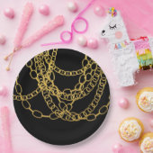 金ゴールドチェーンブラックヒップホップダンスバースデーパーティー ペーパープレート (パーティー)