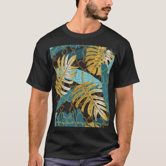 金ゴールドチェーン離れカーテン Tシャツ (正面)