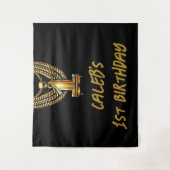 金ゴールドチェーン1ドリップ#1 1歳の誕生日パーティー タペストリー (正面)