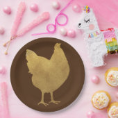 金ゴールドチキンシルエット ペーパープレート (パーティー)