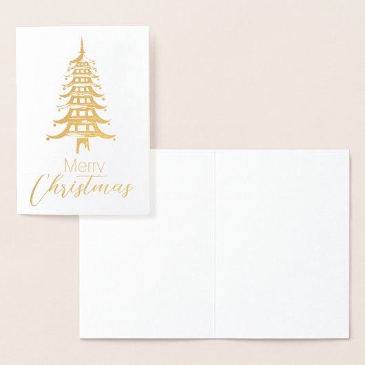 金ゴールドチノワセリーパゴダクリスマスツリーフォイル 箔カード (ディスプレー)