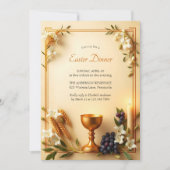 金ゴールドチャイ伝統的スカトリック復活祭ディナー 招待状 (正面)