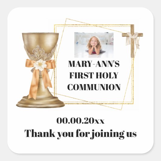 金ゴールドチャペルチャリスクロス金ゴールドカトリック スクエアシール (正面)