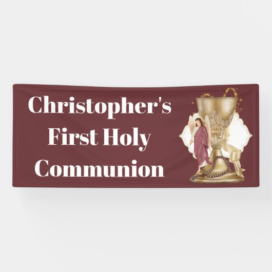 金ゴールドチャリスエンジェルロザリオビーズカトリック 横断幕 (横)