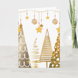 金ゴールドチャームツリー、バウブルとデコレーション シーズンカード