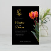 金ゴールドチューリップ結婚式招待状 箔招待状 (立ち正面)