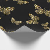 金ゴールドチョウは黒いかわいい蛾の型 ラッピングペーパー (角)