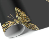 金ゴールドチョウは黒いかわいい蛾の型 ラッピングペーパー (ロールコーナー)