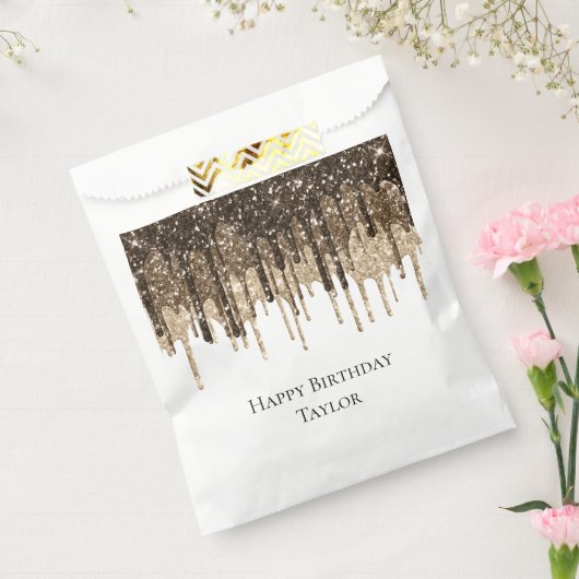 金ゴールドチョコレートアイスクリームグリッタードリップ誕生日 フェイバーバッグ (封をした状態)