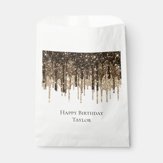 金ゴールドチョコレートアイスクリームグリッタードリップ誕生日 フェイバーバッグ (正面)