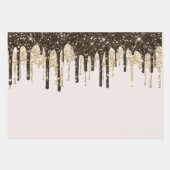 金ゴールドチョコレートアイスクリームグリッタードリップ誕生日 ラッピングペーパーシート (正面3)