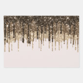 金ゴールドチョコレートアイスクリームグリッタードリップ誕生日 ラッピングペーパーシート (正面)