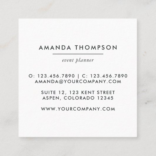 金ゴールドチーターのスキンブラシストローク スクエア名刺 (裏面)